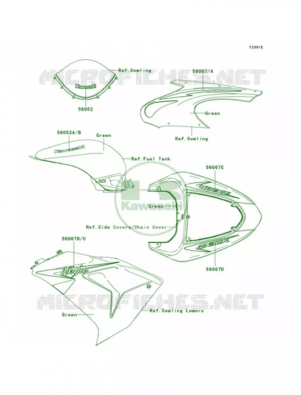 DecalsGreenD7F Kawasaki MOTOS 1000 2007 Ninja ZX-10R  ZX1000D7FA