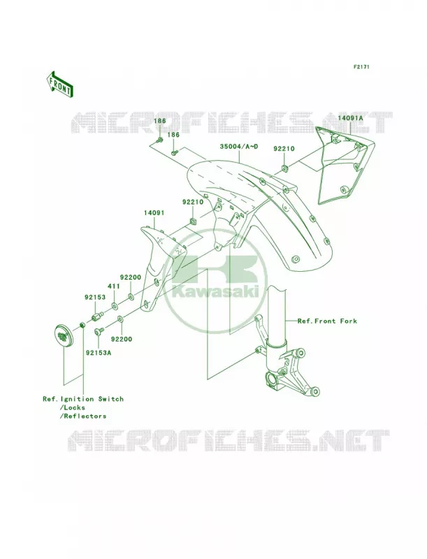 Front Fenders Kawasaki MOTOS 1000 2007 Ninja ZX-10R  ZX1000D7FA
