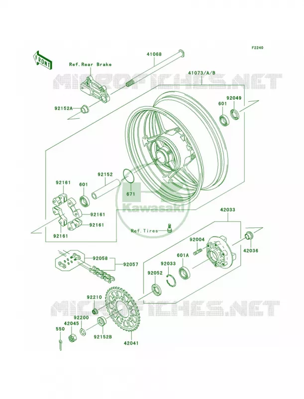 Rear WheelChain Kawasaki MOTOS 1000 2007 Ninja ZX-10R  ZX1000D7FA