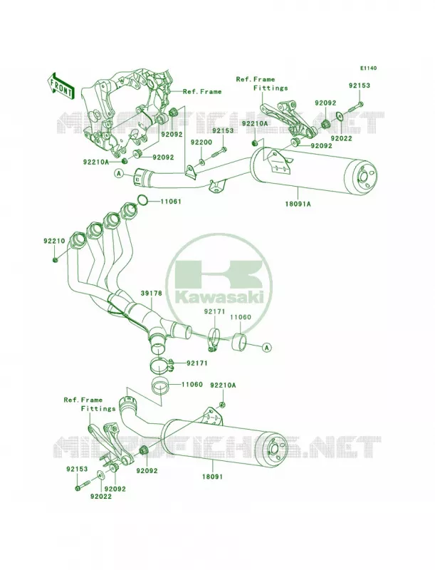 Mufflers Kawasaki MOTOS 1400 2007 Ninja ZX-14  ZX1400A7F