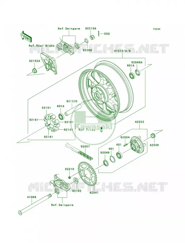 Rear WheelChain Kawasaki MOTOS 1400 2007 Ninja ZX-14  ZX1400A7FA