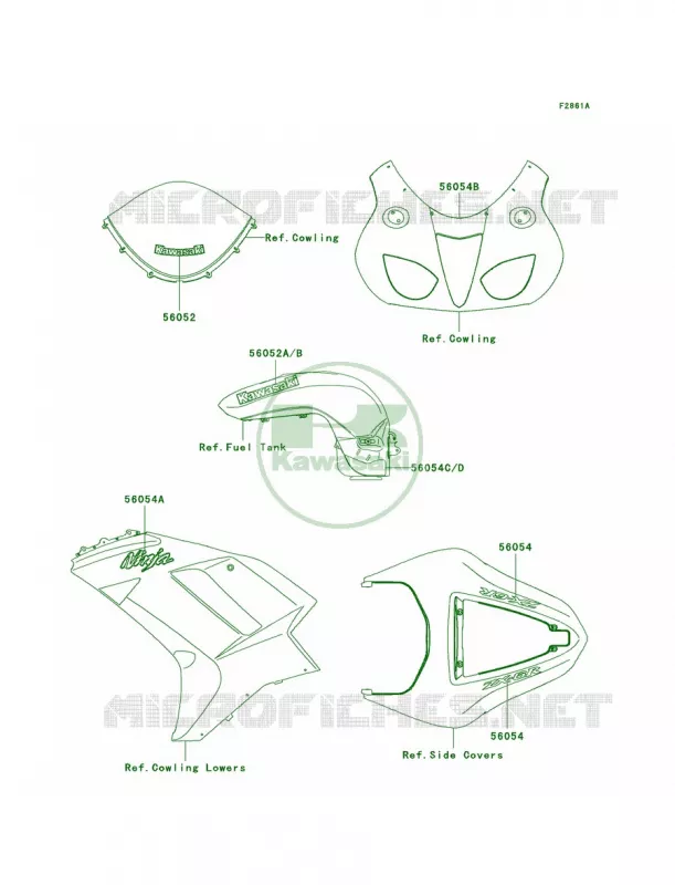 DecalsGreenP7F Kawasaki MOTOS 600 2007 Ninja ZX-6R  ZX600P7F