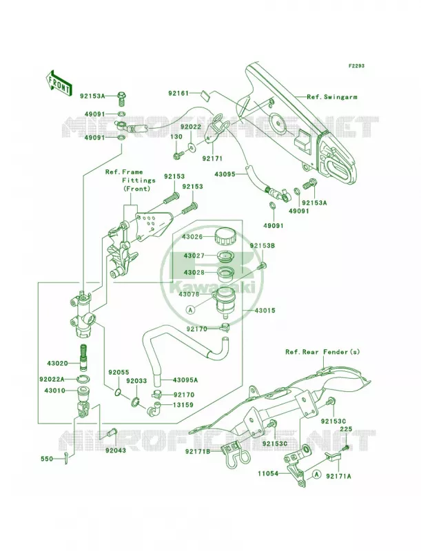 Rear Master Cylinder Kawasaki MOTOS 600 2007 Ninja ZX-6R  ZX600P7F
