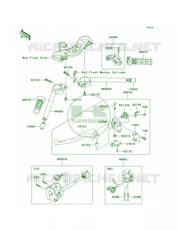 Handlebar Kawasaki MOTOS 1000 2006 Ninja ZX-10R  ZX1000D6F