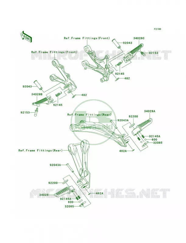 Footrests Kawasaki MOTOS 600 2006 Ninja ZX-6RR  ZX600N6F