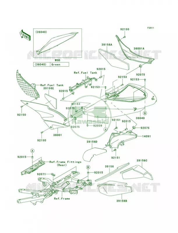 Side Covers Kawasaki MOTOS 600 2006 Ninja ZX-6RR  ZX600N6F