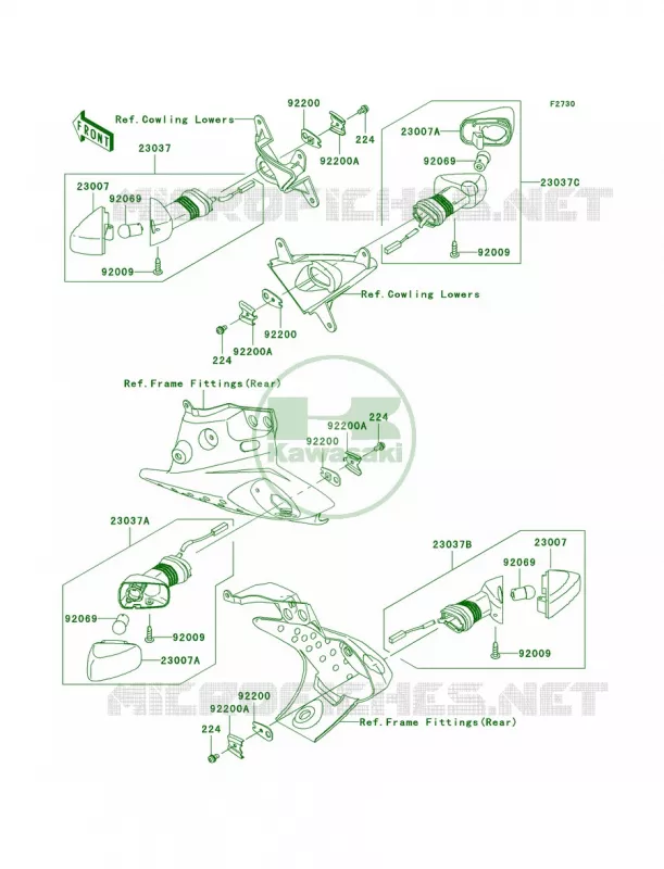 Turn Signals Kawasaki MOTOS 600 2006 Ninja ZX-6RR  ZX600N6F