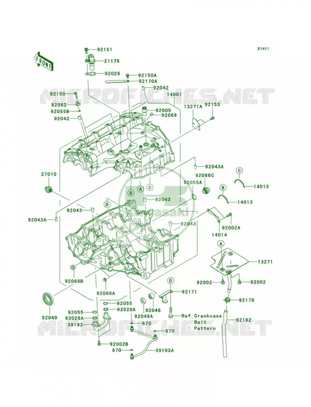 Crankcase Kawasaki MOTOS 636 2006 Ninja ZX-6R  ZX636C6F