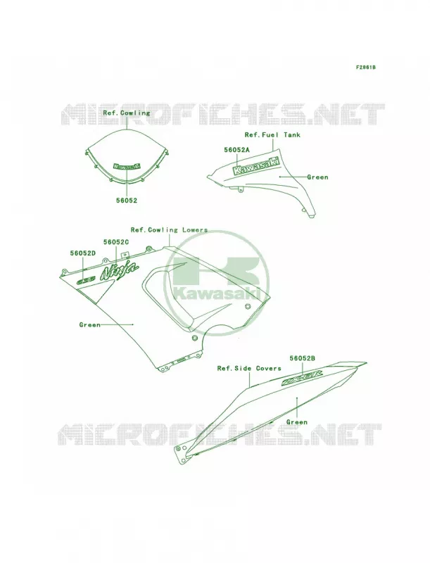 DecalsGreen Kawasaki MOTOS 636 2006 Ninja ZX-6R  ZX636C6F