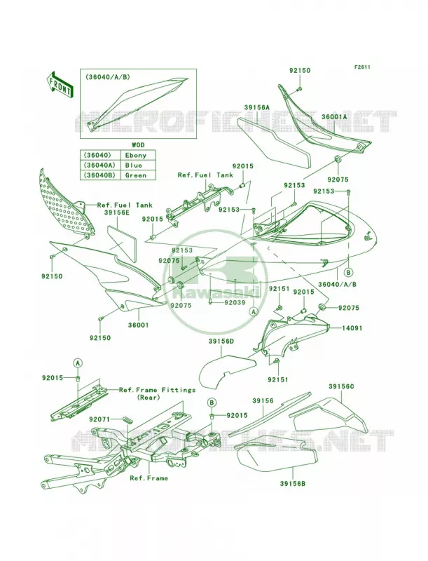 Side Covers Kawasaki MOTOS 636 2006 Ninja ZX-6R  ZX636C6F