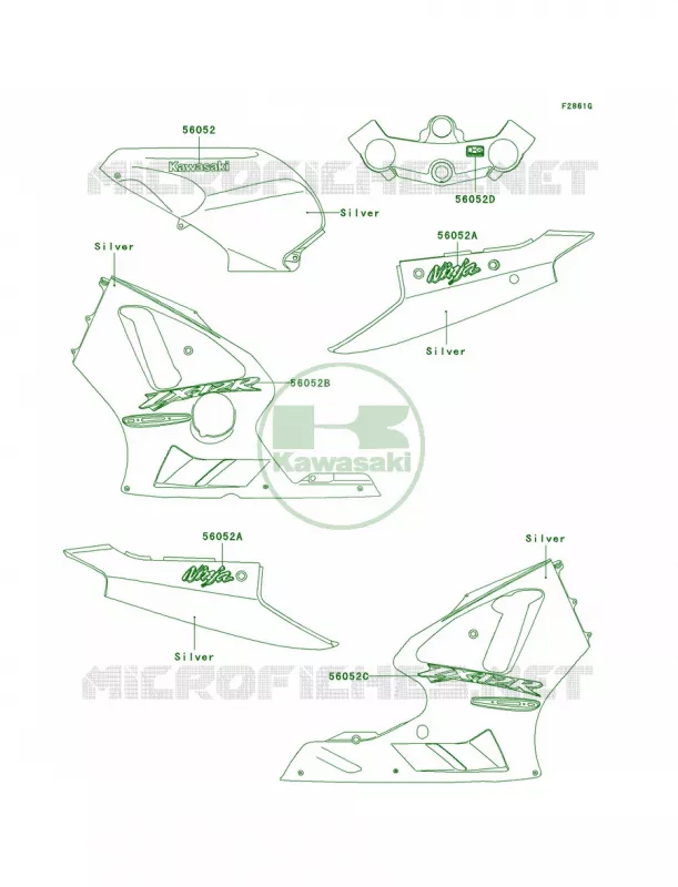 DecalsSilverB3 Kawasaki MOTOS 1200 2005 Ninja ZX-12R  ZX1200-B4