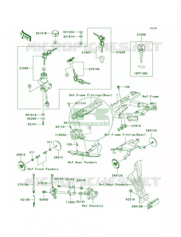 Ignition SwitchLocksReflectors Kawasaki MOTOS 600 2005 Ninja ZX-6RR  ZX600-N1