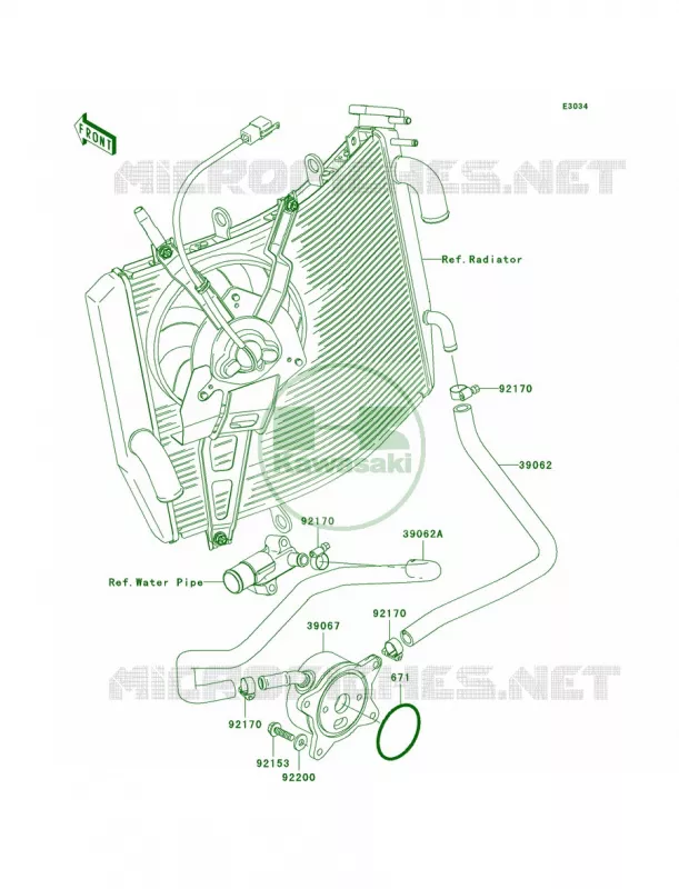 Oil Cooler Kawasaki MOTOS 600 2005 Ninja ZX-6RR  ZX600-N1