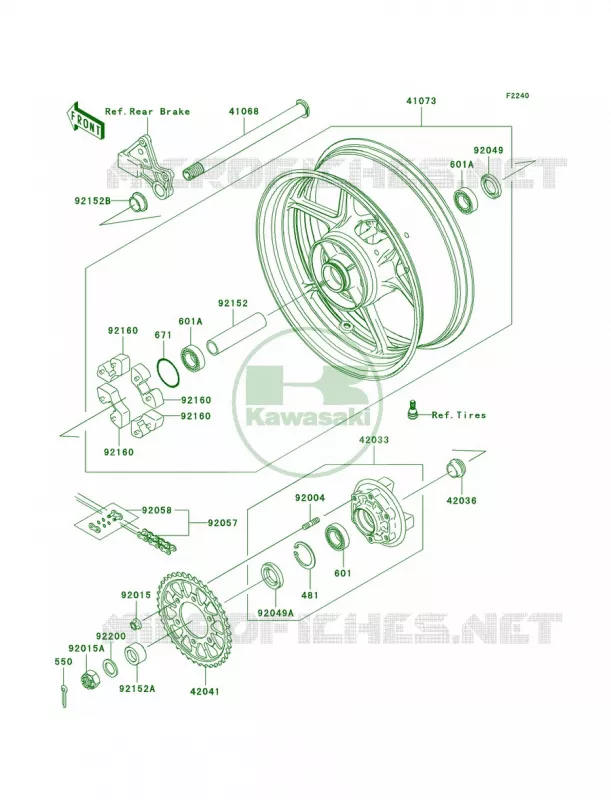 Rear WheelChain Kawasaki MOTOS 600 2005 Ninja ZX-6RR  ZX600-N1