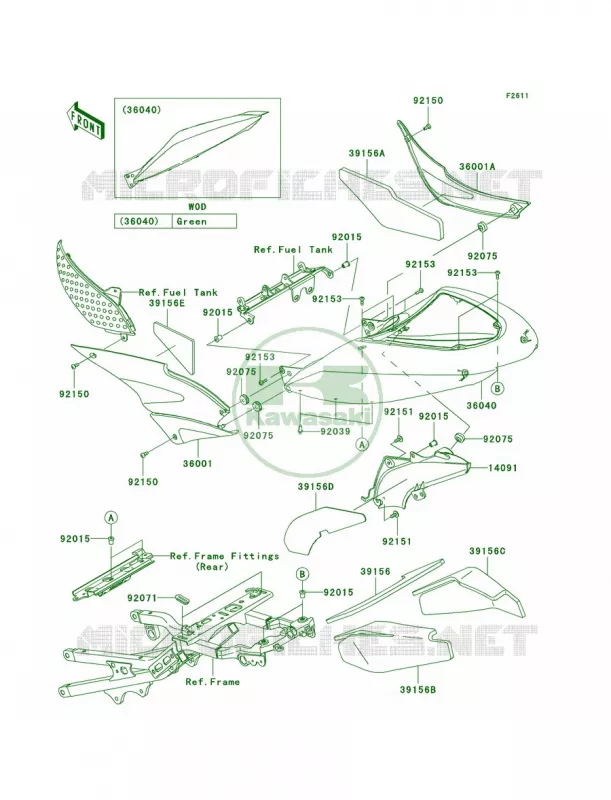 Side Covers Kawasaki MOTOS 600 2005 Ninja ZX-6RR  ZX600-N1