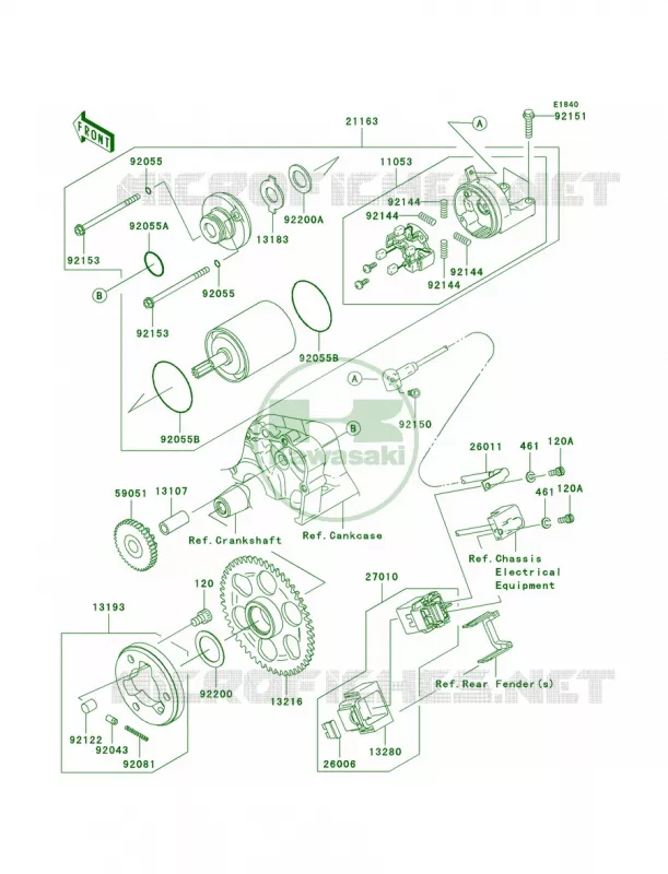 Starter Motor Kawasaki MOTOS 600 2005 Ninja ZX-6RR  ZX600-N1
