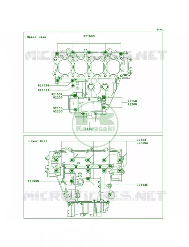 Crankcase Bolt Pattern Kawasaki MOTOS 1000 2004 Ninja ZX-10R  ZX1000-C1