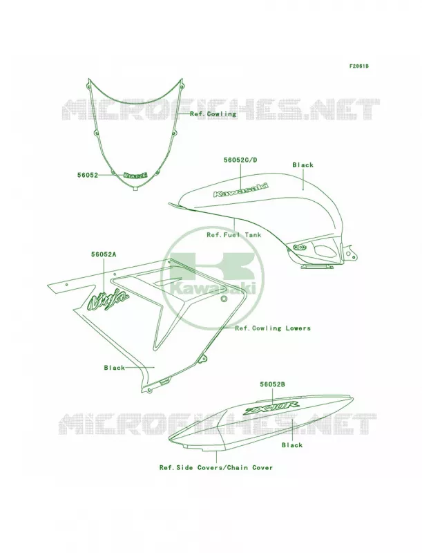 DecalsBlack Kawasaki MOTOS 1000 2004 Ninja ZX-10R  ZX1000-C1