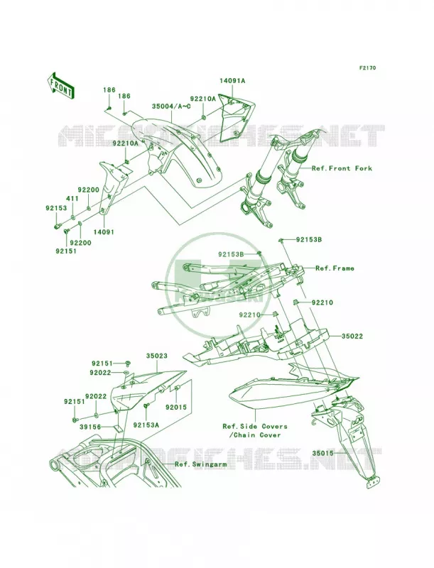Fenders Kawasaki MOTOS 1000 2004 Ninja ZX-10R  ZX1000-C1