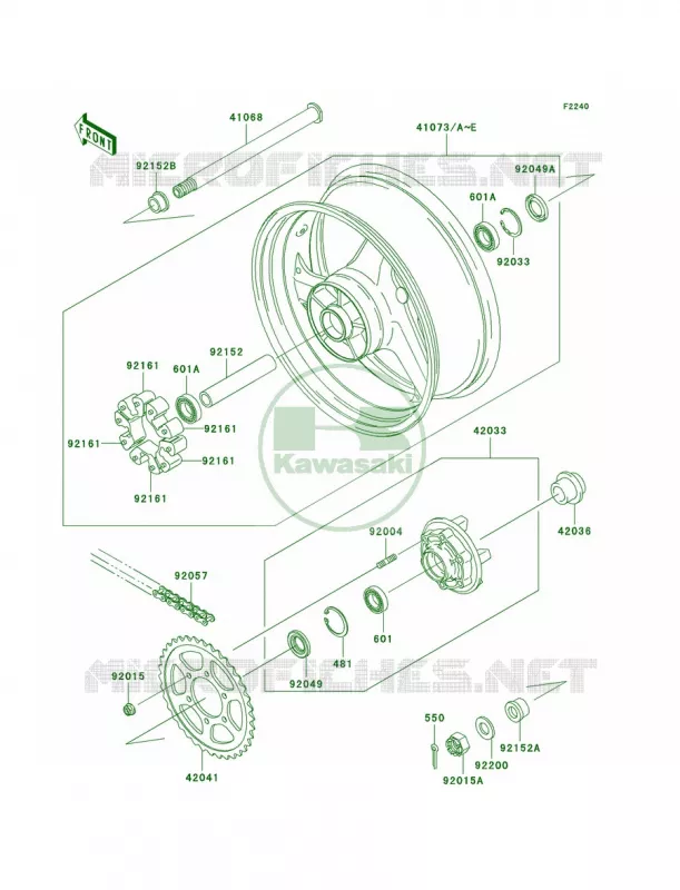 Rear WheelChain Kawasaki MOTOS 1200 2004 Ninja ZX-12R  ZX1200-B3