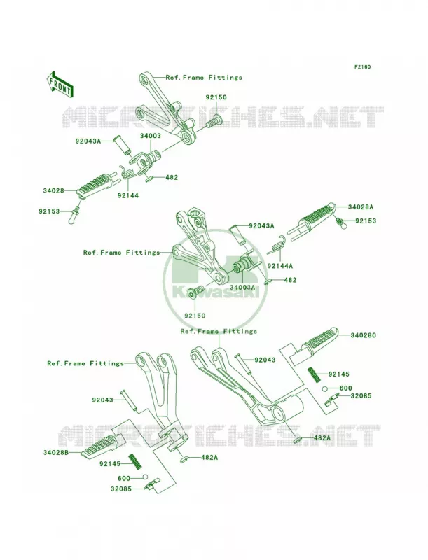 Footrests Kawasaki MOTOS 600 2004 Ninja ZX-6RR  ZX600-M1