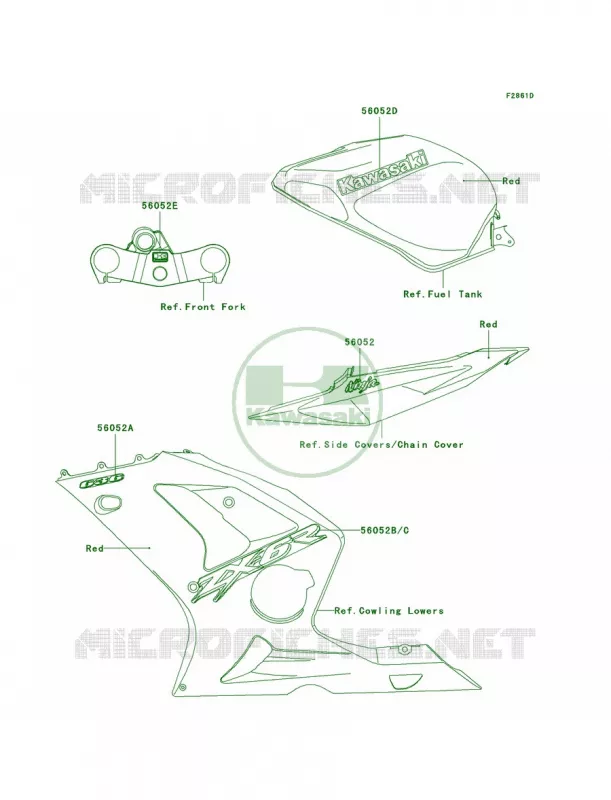 DecalsRedZX636-B1 Kawasaki MOTOS 636 2004 Ninja ZX-6R  ZX636-B2