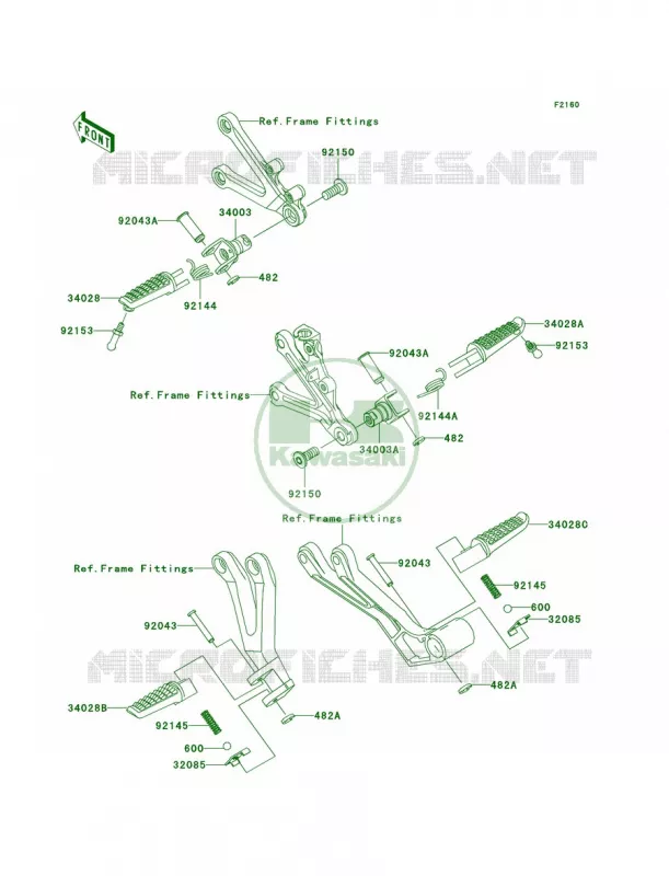 Footrests Kawasaki MOTOS 636 2004 Ninja ZX-6R  ZX636-B2