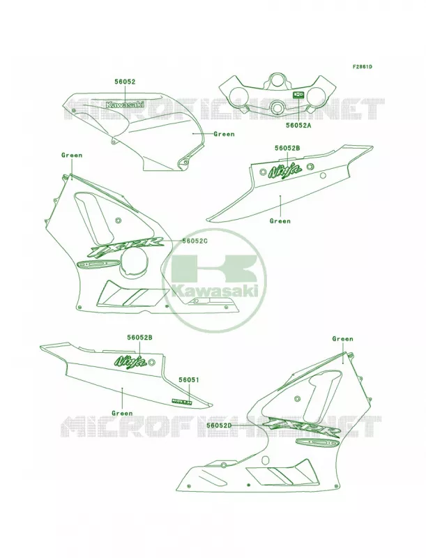 DecalsGreenB2 Kawasaki MOTOS 1200 2003 Ninja ZX-12R  ZX1200-B2