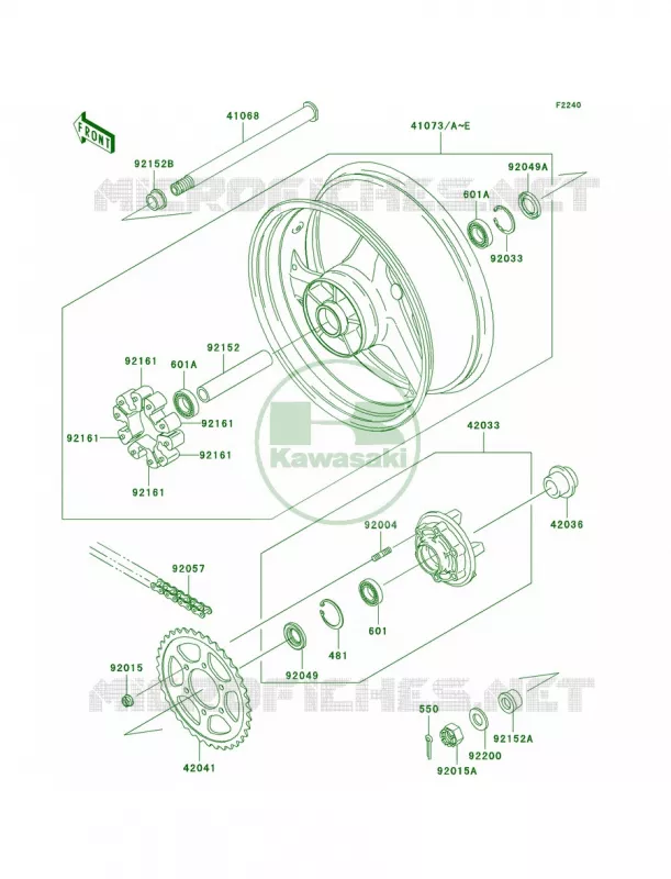 Rear WheelChain Kawasaki MOTOS 1200 2003 Ninja ZX-12R  ZX1200-B2