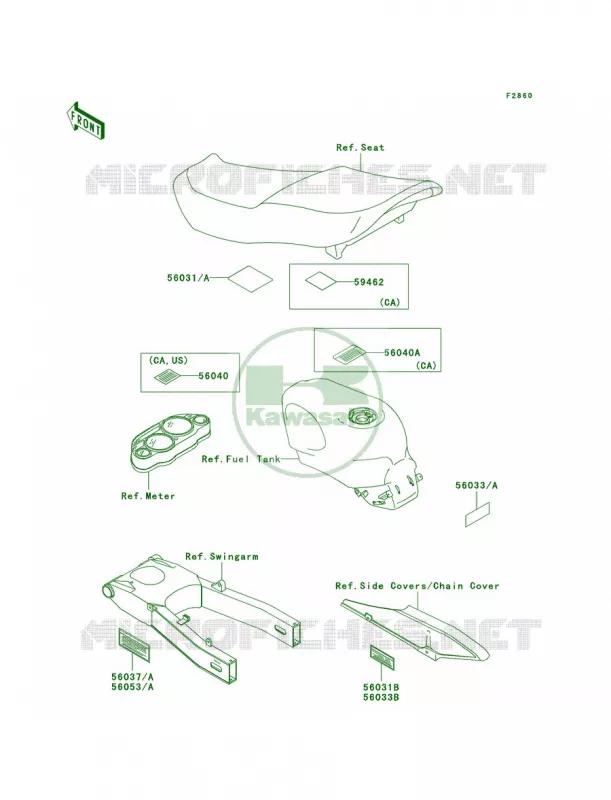 Labels Kawasaki MOTOS 600 2003 ZZR600  ZX600-E11