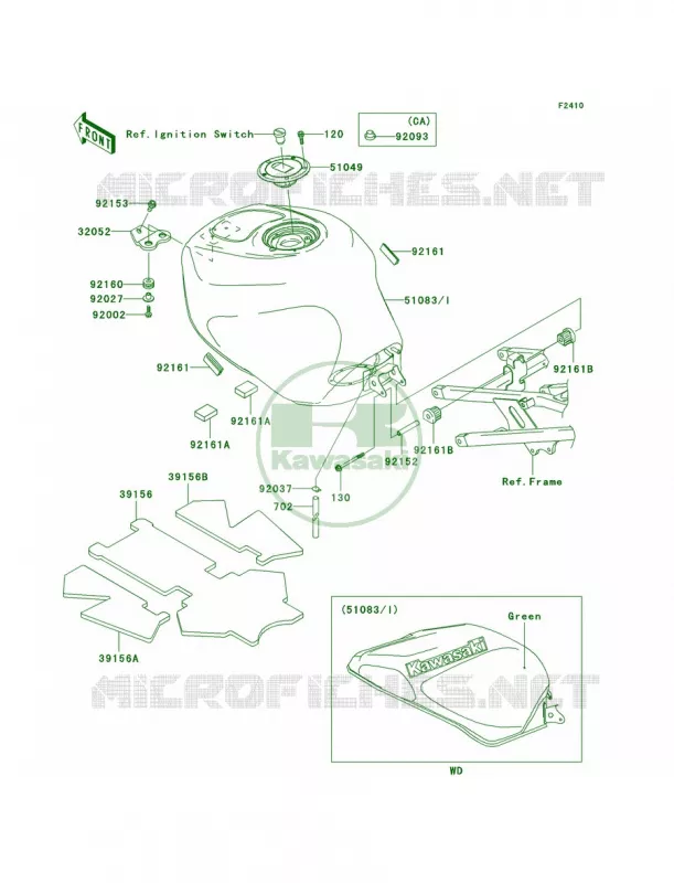 Fuel Tank Kawasaki MOTOS 600 2003 Ninja ZX-6RR  ZX600-K1