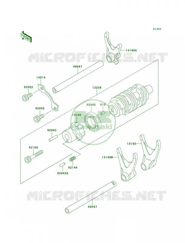 Gear Change DrumShift Forks Kawasaki MOTOS 750 2003 Ninja ZX-7R  ZX750-P8