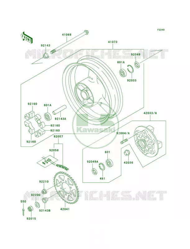 Rear WheelChain Kawasaki MOTOS 750 2003 Ninja ZX-7R  ZX750-P8