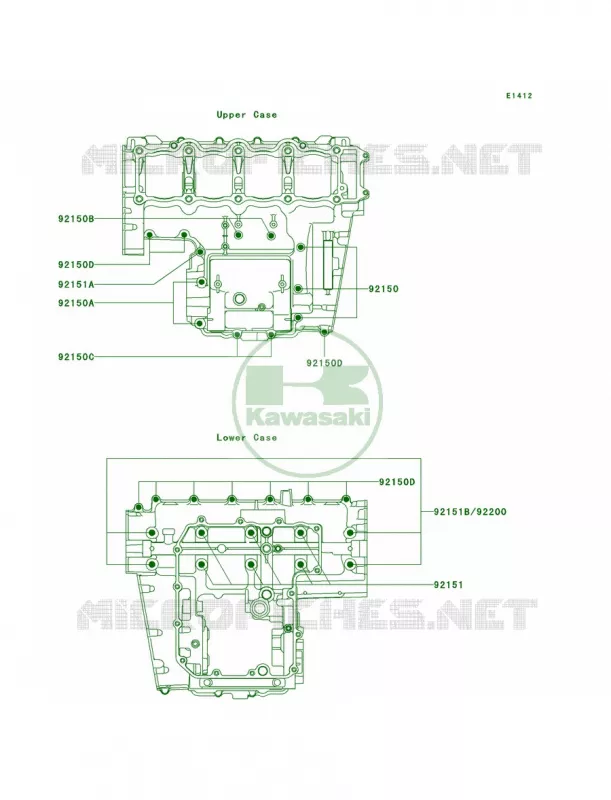 Crankcase Bolt Pattern Kawasaki MOTOS 900 2003 Ninja ZX-9R  ZX900-F2