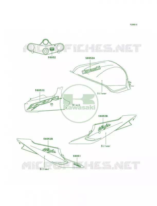 DecalsSilverZX900-F2 Kawasaki MOTOS 900 2003 Ninja ZX-9R  ZX900-F2