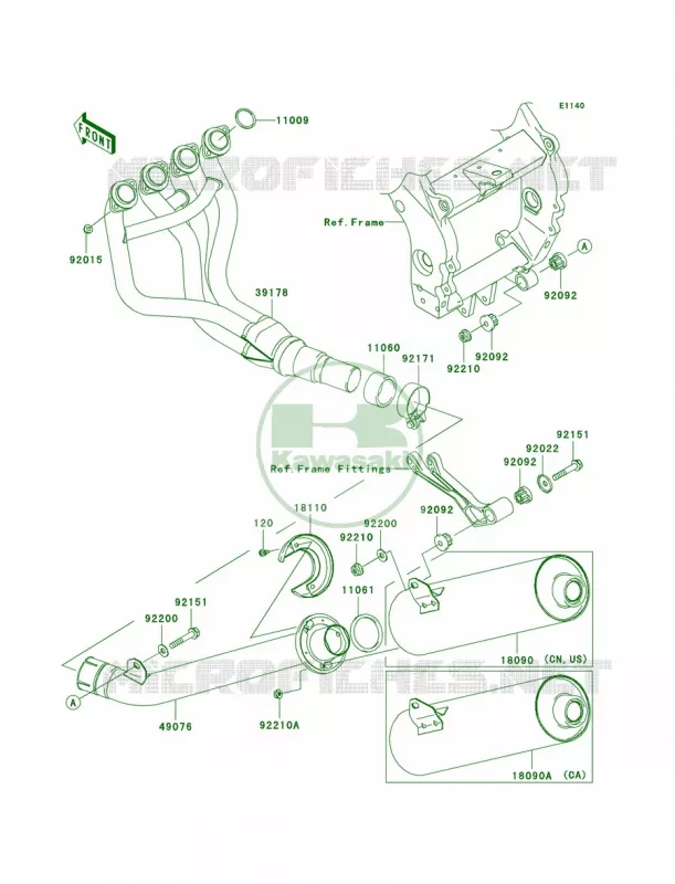 Mufflers Kawasaki MOTOS 900 2003 Ninja ZX-9R  ZX900-F2