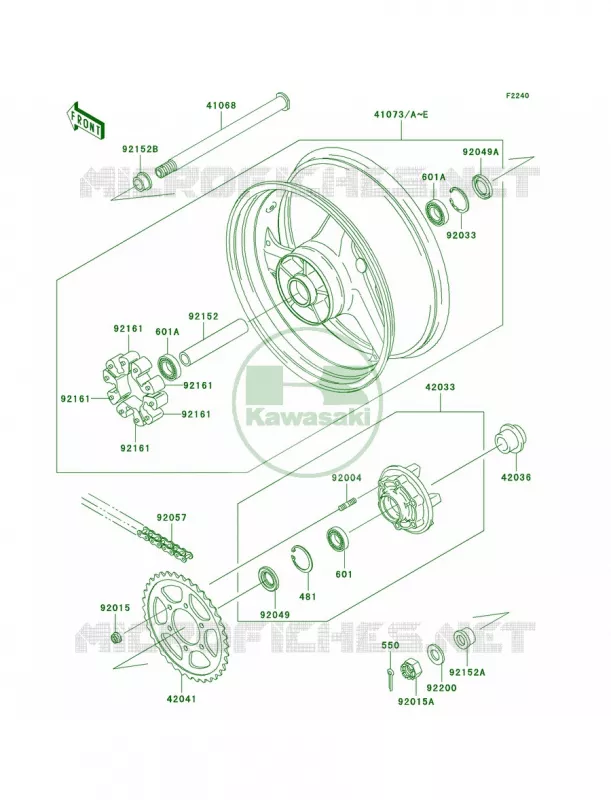 Rear WheelChain Kawasaki MOTOS 1200 2002 Ninja ZX-12R  ZX1200-B1