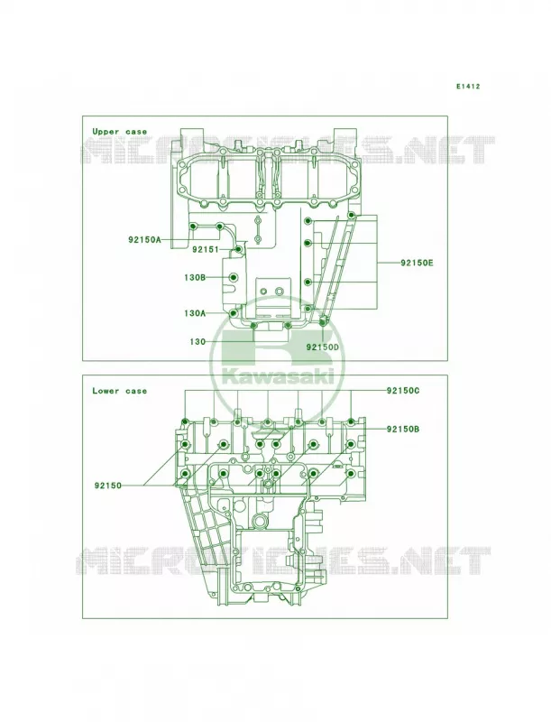Crankcase Bolt Pattern Kawasaki MOTOS 600 2002 Ninja ZX-6  ZX600-E10