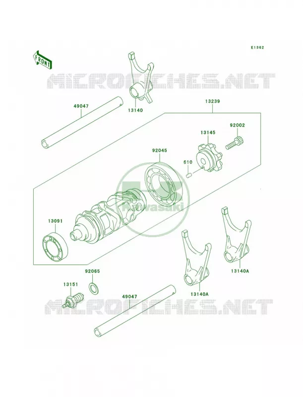 Gear Change DrumShift Forks Kawasaki MOTOS 600 2002 Ninja ZX-6R  ZX600-J3