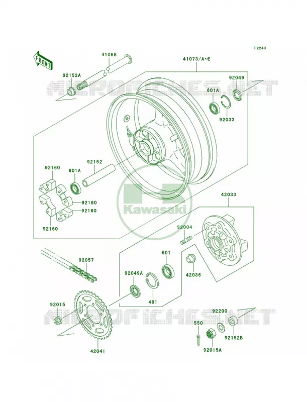Rear WheelChain Kawasaki MOTOS 600 2002 Ninja ZX-6R  ZX600-J3