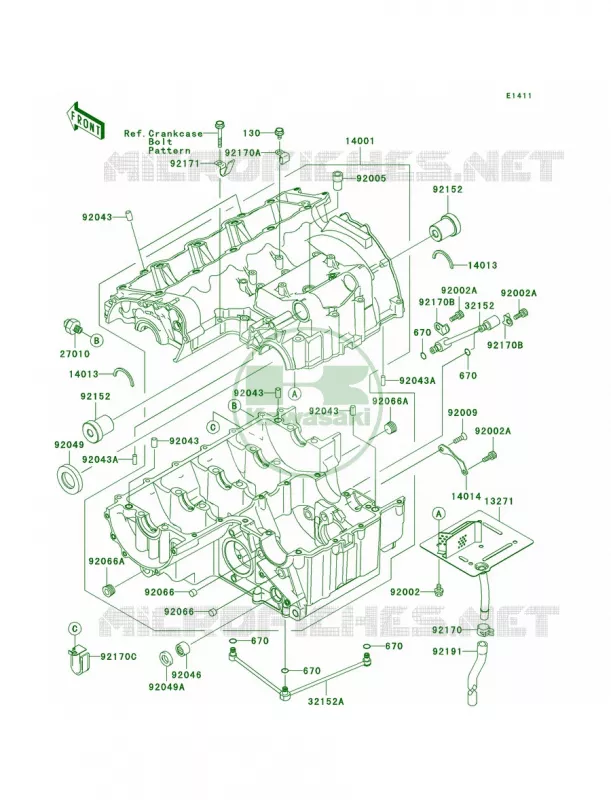 Crankcase Kawasaki MOTOS 900 2002 Ninja ZX-9R  ZX900-F1