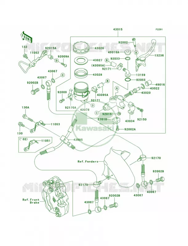 Front Master Cylinder Kawasaki MOTOS 900 2002 Ninja ZX-9R  ZX900-F1