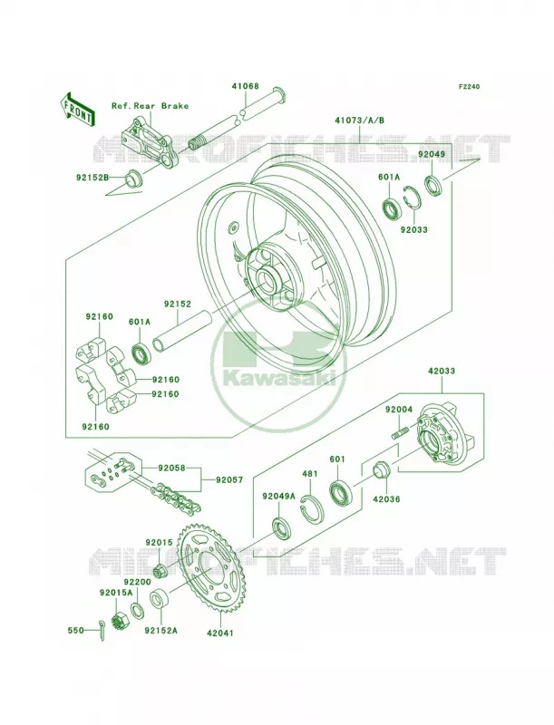 Rear WheelChain Kawasaki MOTOS 900 2002 Ninja ZX-9R  ZX900-F1