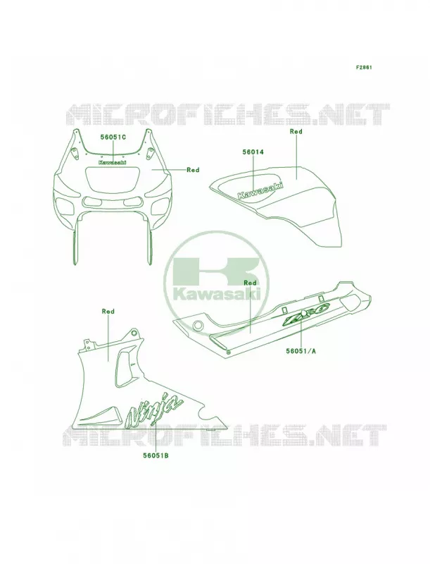 DecalsRedZX600-E7 Kawasaki MOTOS 600 2001 Ninja ZX-6  ZX600-E9
