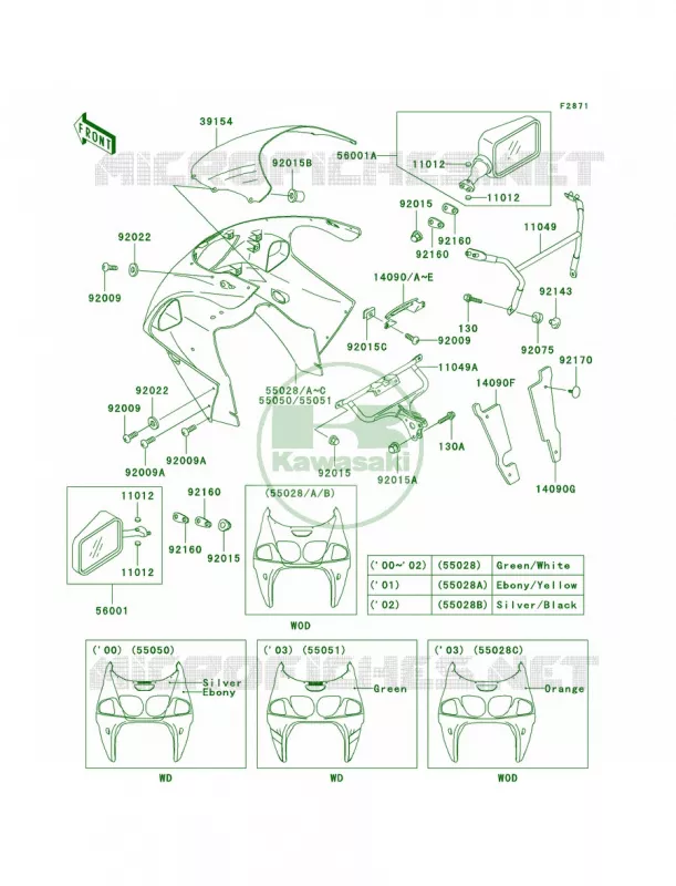 Cowling Kawasaki MOTOS 750 2001 Ninja ZX-7R  ZX750-P6