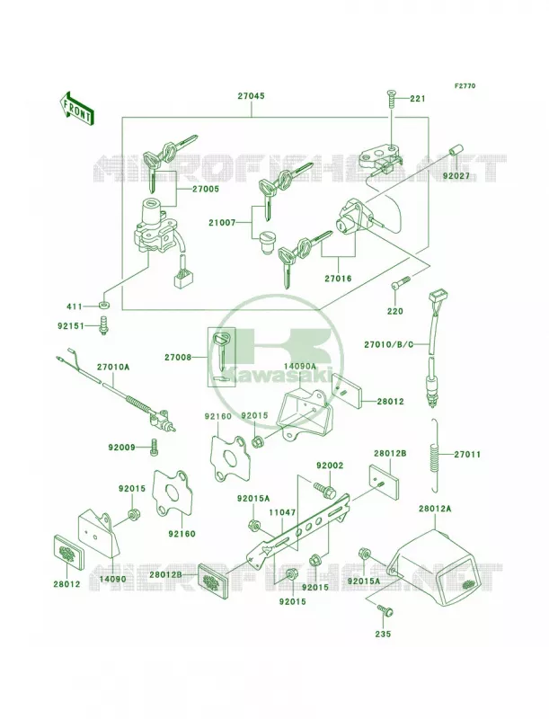 Ignition SwitchLocksReflectors Kawasaki MOTOS 750 2001 Ninja ZX-7R  ZX750-P6