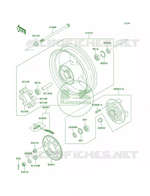 Rear WheelChain Kawasaki MOTOS 750 2001 Ninja ZX-7R  ZX750-P6