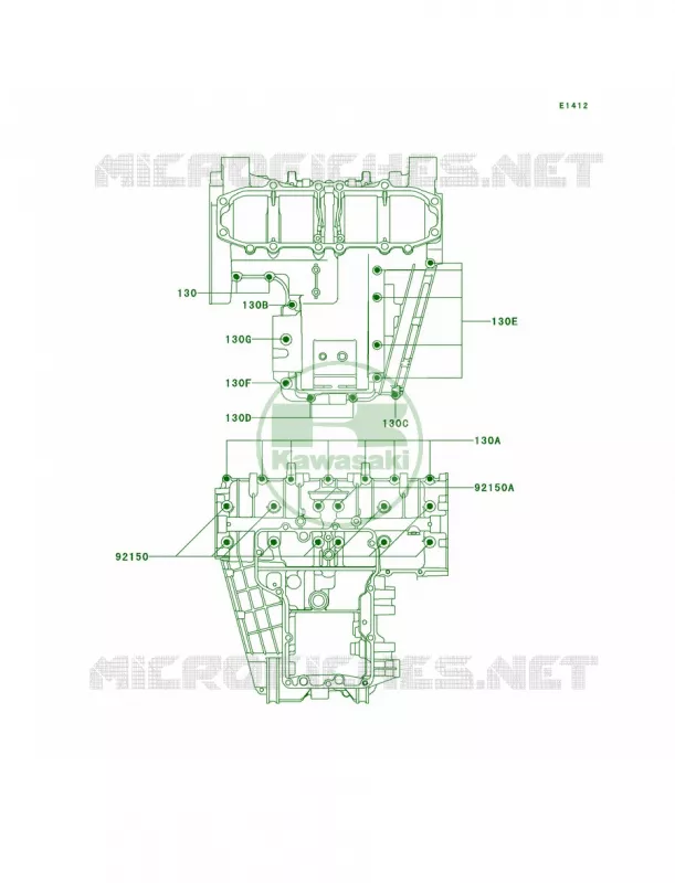 Crankcase Bolt Pattern Kawasaki MOTOS 600 2000 Ninja ZX-6  ZX600-E8
