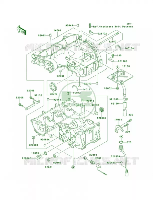 Crankcase Kawasaki MOTOS 600 2000 Ninja ZX-6  ZX600-E8