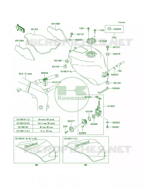 Fuel TankZX600-J2 Kawasaki MOTOS 600 2000 Ninja ZX-6R  ZX600-J1